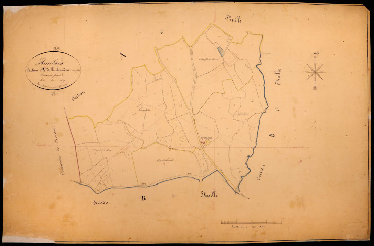 Vauclaix, cadastre ancien : plan parcellaire de la section A dite de l'Huis Beaudon, feuille 2
