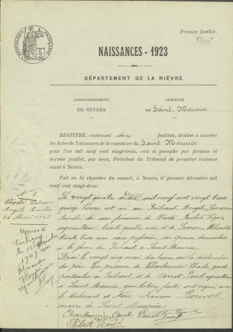 Saint-Maurice : actes d'état civil.