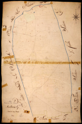 Varennes-lès-Nevers, cadastre ancien : plan parcellaire de la section G dite d'entre les deux Routes, feuille 2