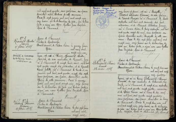 Chaumard : actes d'état civil.