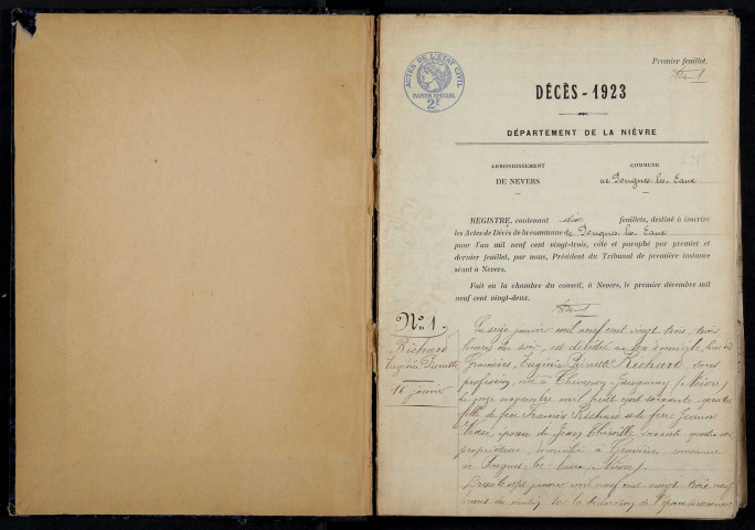 Pougues-les-Eaux : actes d'état civil (décès).