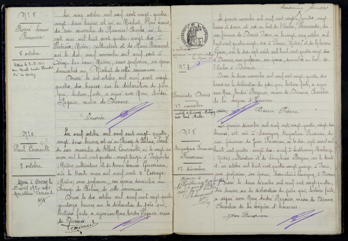 Diennes-Aubigny : actes d'état civil.