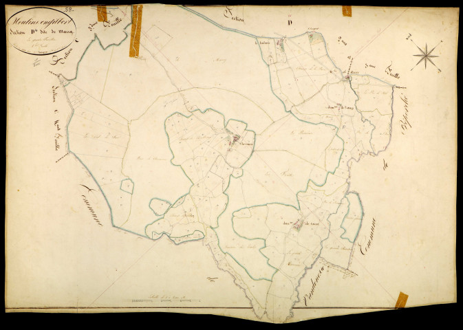 Moulins-Engilbert, cadastre ancien : plan parcellaire de la section D dite de Marry, feuille 4