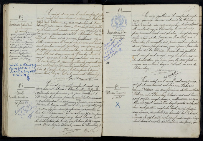 Planchez : actes d'état civil.