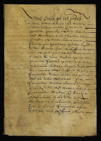 Biens et droits. - Héritages Foucambert clerc de la police de Nevers, amodiation par bourdelage assis en la paroisse de Sauvigny-les-Chanoines (commune de Sauvigny-les-Bois) à Millin et Challemoux sa femme : copie du contrat de juin 1651.