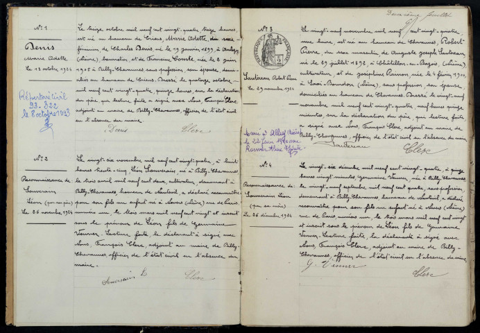 Billy-Chevannes : actes d'état civil.