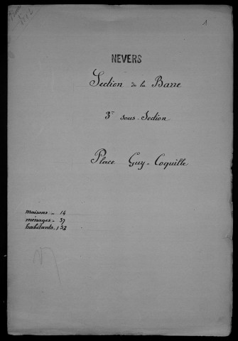 Nevers, Section de la Barre, 3e sous-section : recensement de 1901