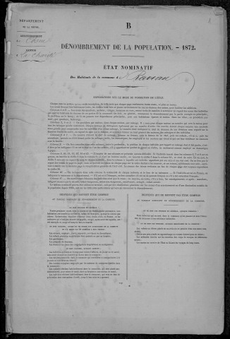 Raveau : recensement de 1872