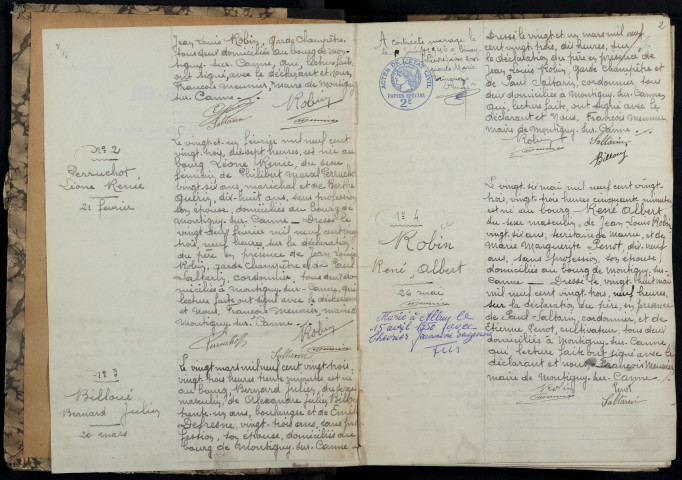 Montigny-sur-Canne : actes d'état civil.