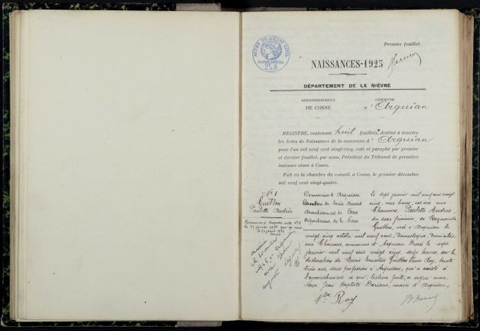 Arquian : actes d'état civil.