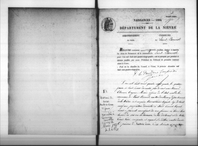 Saint-Bonnot : actes d'état civil.