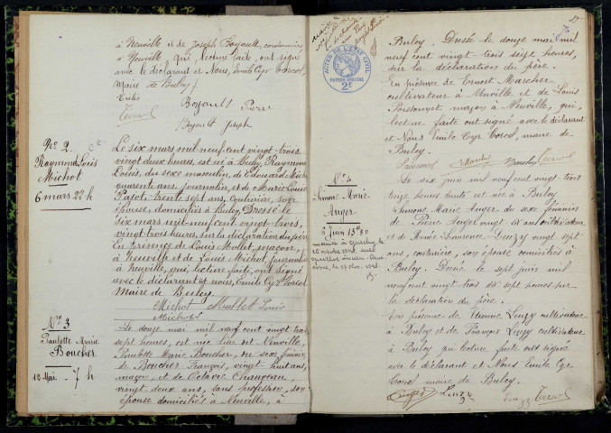Bulcy : actes d'état civil.