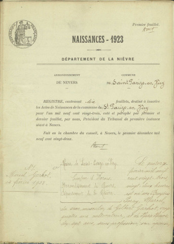 Saint-Parize-en-Viry : actes d'état civil.