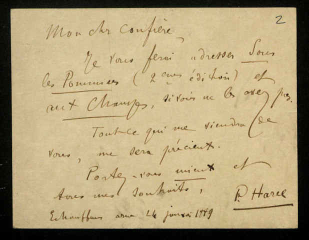 HAREL (Paul), écrivain à Échauffour (Orne) (1854-1927) : 3 lettres.
