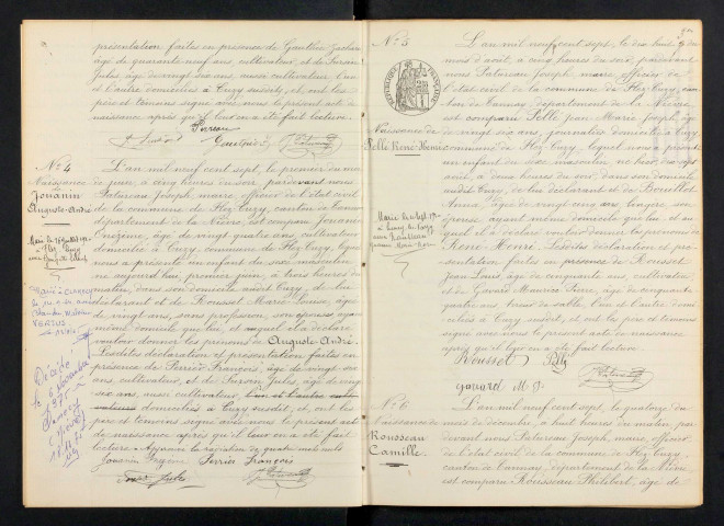 Flez-Cuzy : actes d'état civil.