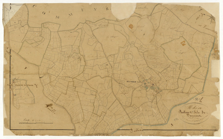 Mhère, cadastre ancien : plan parcellaire de la section G dite de Daumont