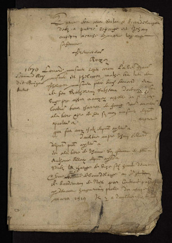 Fief de La Motte à Héry : recueil de lièves terrier.