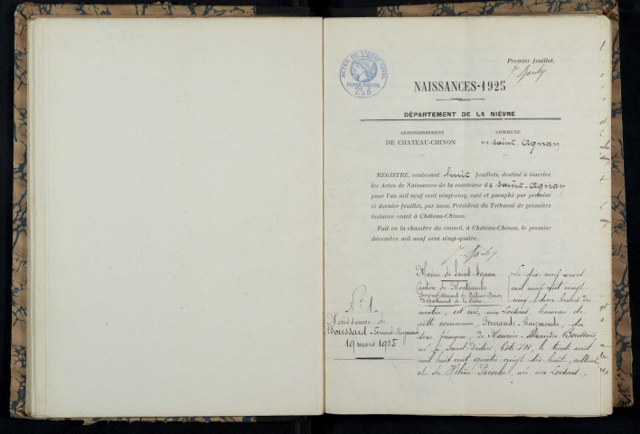 Saint-Agnan : actes d'état civil.
