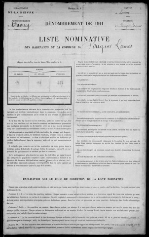 Pouques-Lormes : recensement de 1911
