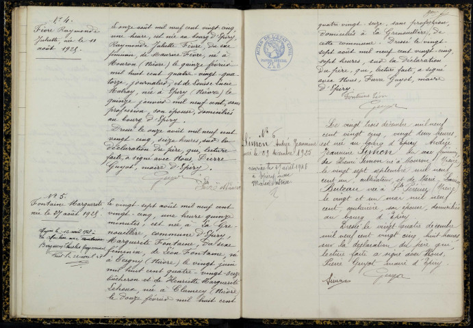 Epiry : actes d'état civil.