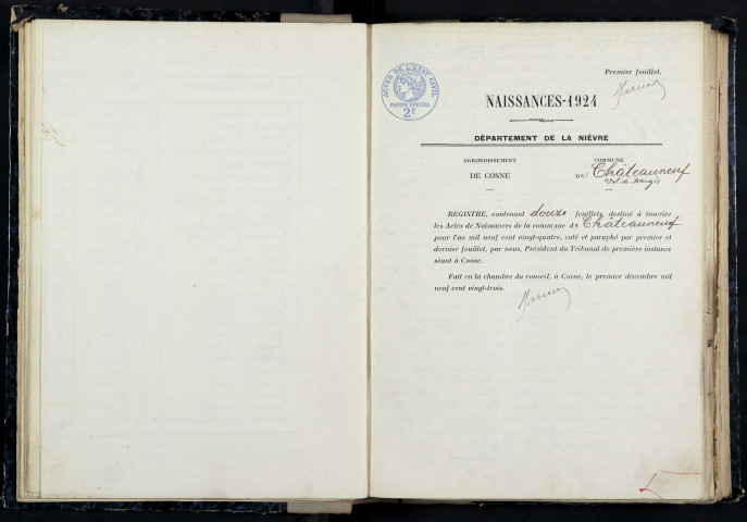 Châteauneuf-Val-de-Bargis : actes d'état civil.