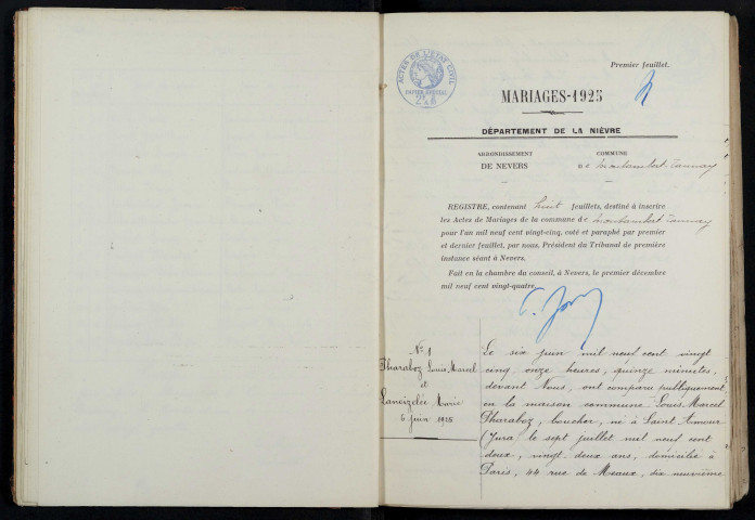 Montambert-Tannay : actes d'état civil.