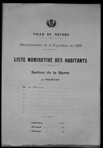 Nevers, Section de la Barre, 12e sous-section : recensement de 1906