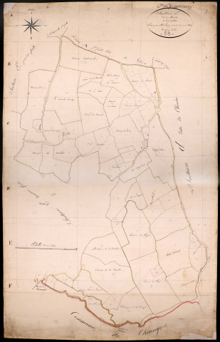 Ville-Langy, cadastre ancien : plan parcellaire de la section E dite du Montot, feuille 3