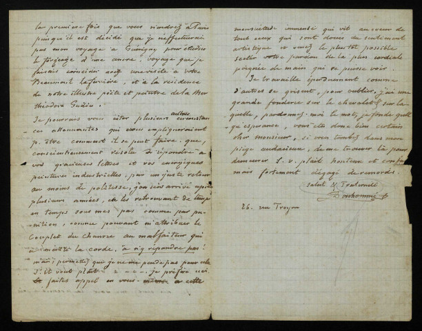BONHOMME (François), peintre (1809-1881) : 4 lettres.