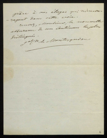 MONTESQUIOU-FÉZENSAC (Anatole, comte de), général et poète (1788-1878) : 1 lettre.