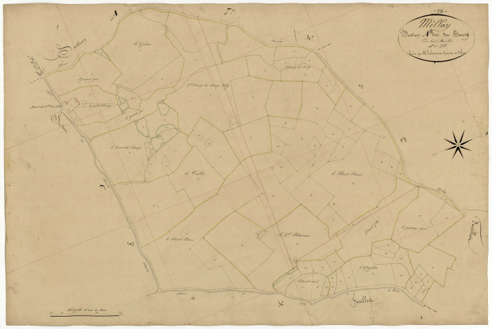 Millay, cadastre ancien : plan parcellaire de la section A dite du Bourg, feuille 8