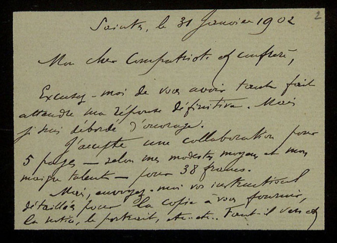 FRUIT (Alexis), sous-préfet à Segré (Maine-et-Loire) : 7 lettres, 1 carte postale illustrée, manuscrits.