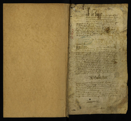 Terrier de la châtellenie de Vitry, dressé par Charles de Mello, chevalier, seigneur de Saint-Bris et de Vitry, et Isabeau de Montagu, sa femme, par Henriet Salin, notaire royal à Bourbon-Lancy.