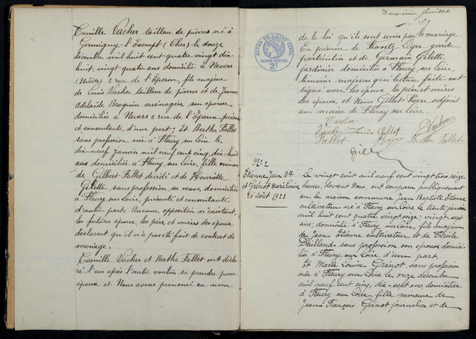 Fleury-sur-Loire : actes d'état civil.