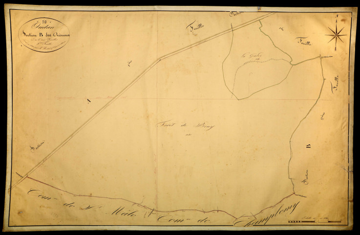 Oudan, cadastre ancien : plan parcellaire de la section B dite des Crisenons, feuille 3