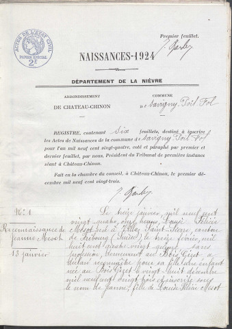 Savigny-Poil-Fol : actes d'état civil.