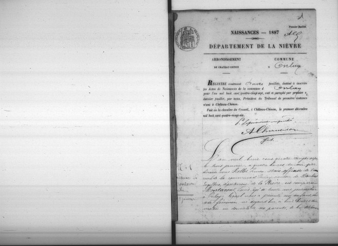 Onlay : actes d'état civil.