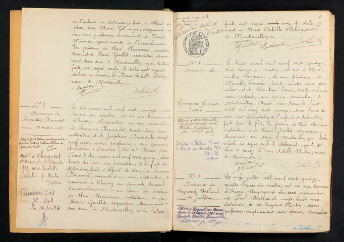 Montreuillon : actes d'état civil.