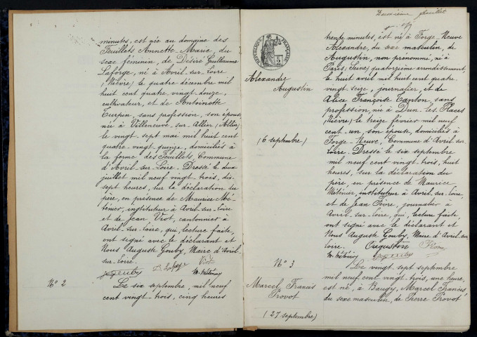 Avril-sur-Loire : actes d'état civil.