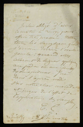 CHARPENTIER (Théophile), médecin à Prémery (Nièvre) (décédé en 1885) : 3 lettres.