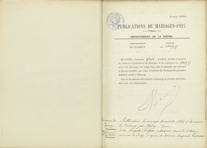 Saizy : actes d'état civil.