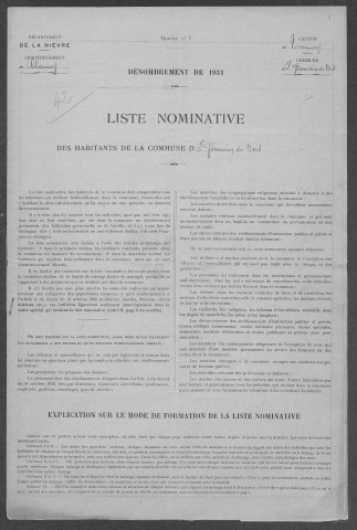 Saint-Germain-des-Bois : recensement de 1931