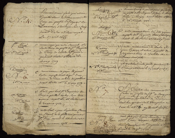 Fief de Crécy en la paroisse Saint-Aré de Decize : terrier.