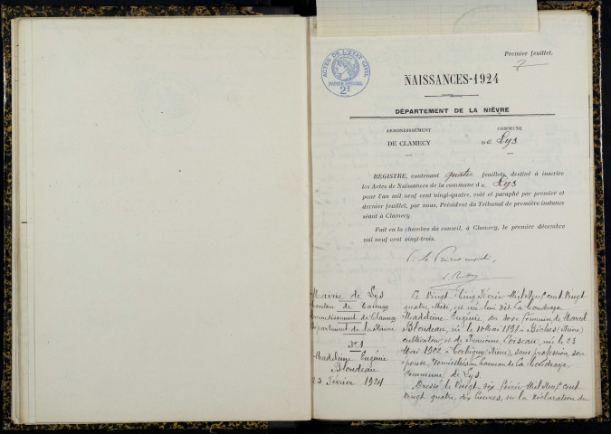 Lys : actes d'état civil.