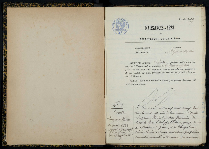 Saint-Germain-des-Bois : actes d'état civil.