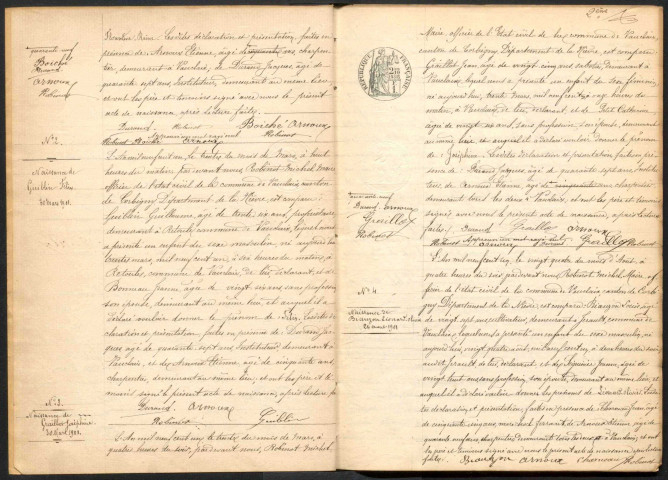 Vauclaix : actes d'état civil.