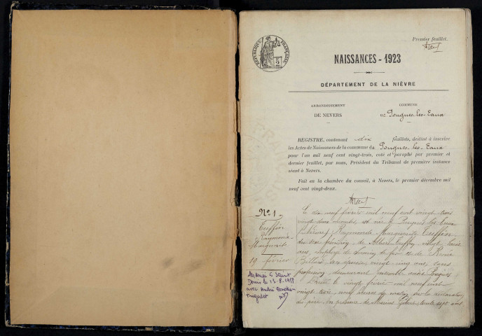 Pougues-les-Eaux : actes d'état civil (naissances).