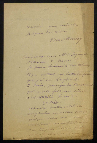 MOUSSY (Victor), graphologiste à Sémelay (Nièvre) (1832-1903) : 23 lettres.
