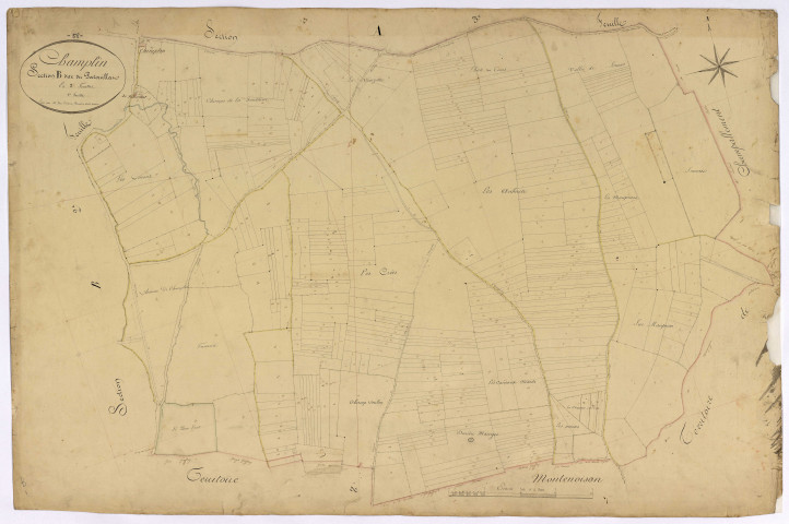 Champlin, cadastre ancien : plan parcellaire de la section B dite du Patouillat, feuille 1