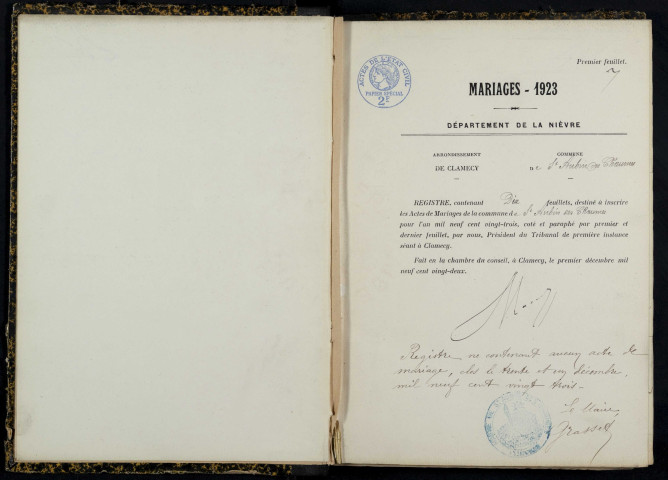 Saint-Aubin-des-Chaumes : actes d'état civil.